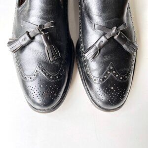 Vintage Johnston & Murphy Aristocraft Black Wingtip Tassel Loafers Brogues 9.5